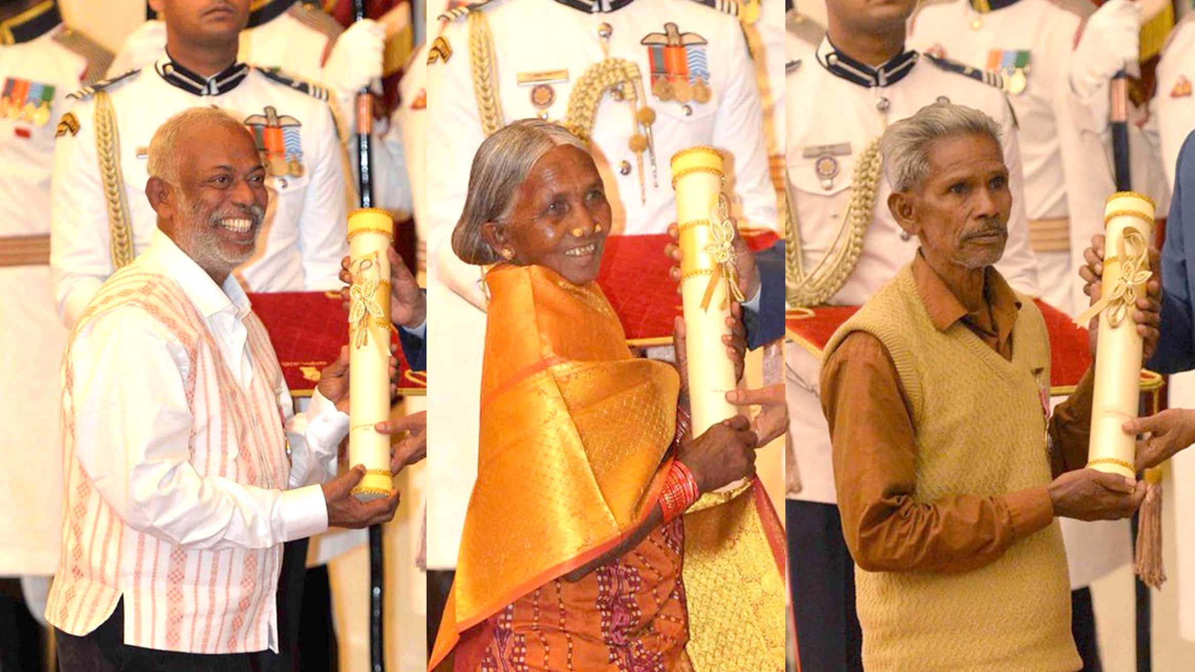 D Prakash Rao Kamala Pujari and Daitari Naik Receive Padma Shri