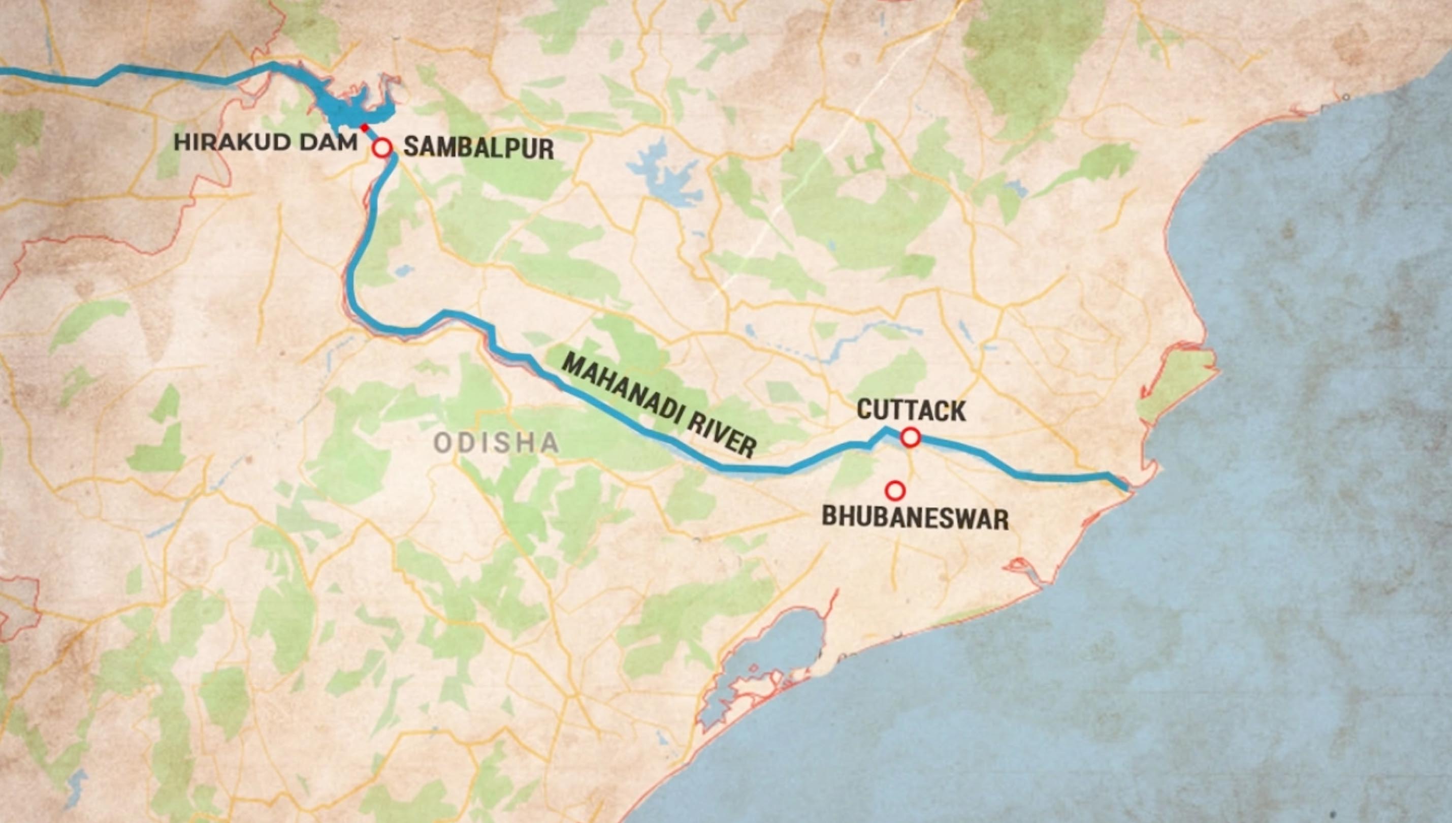 Location of Hirakud Dam in Odisha