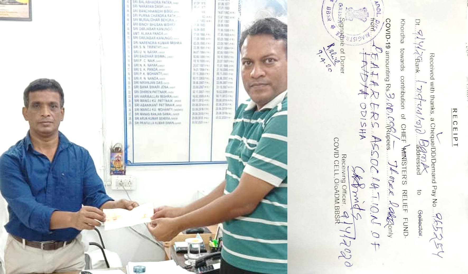 Seafarers Association of Odisha Donated Rs 3 Lakh to CMRF