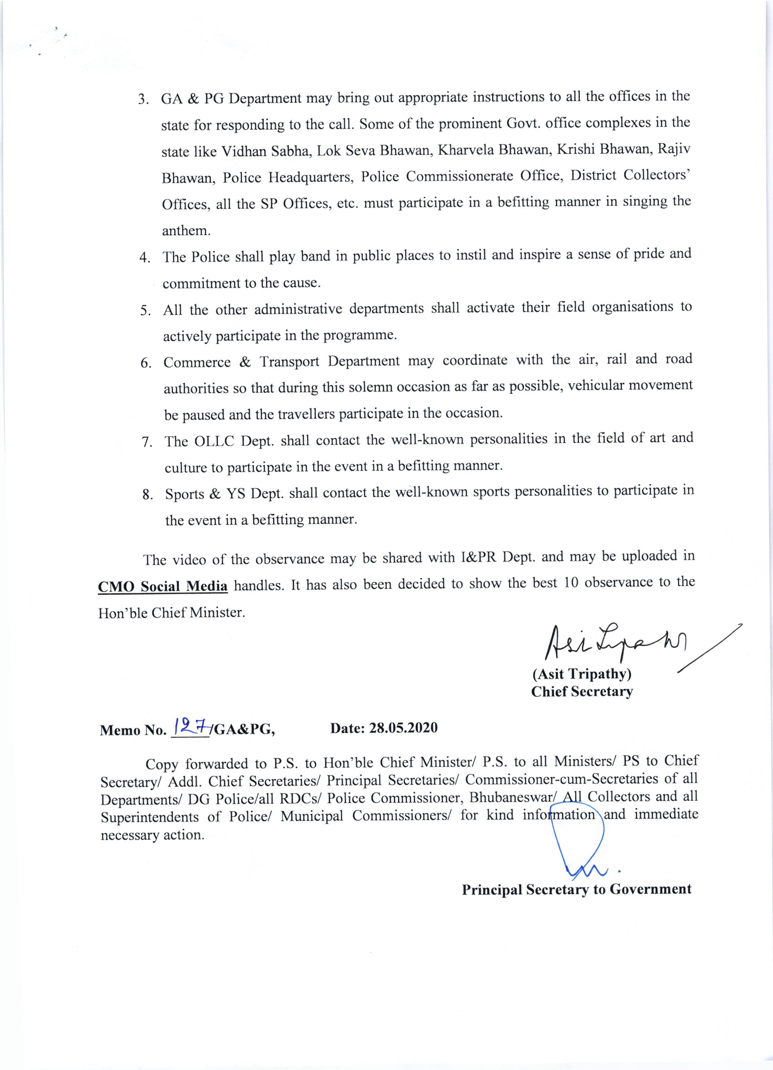 GAPG order Recitation of Vande Utkal Janani 28.5 page 2