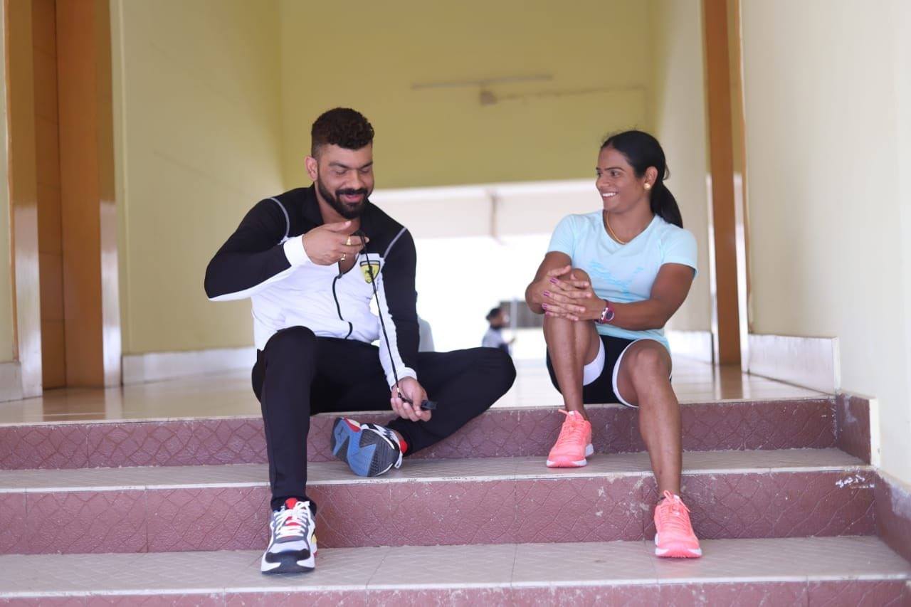 Dutee Chand with her manager Tapi Mishra
