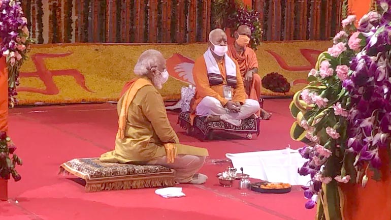 Modi at the Bhoomi Pujan ceremony of Ayodhya Ram Temple