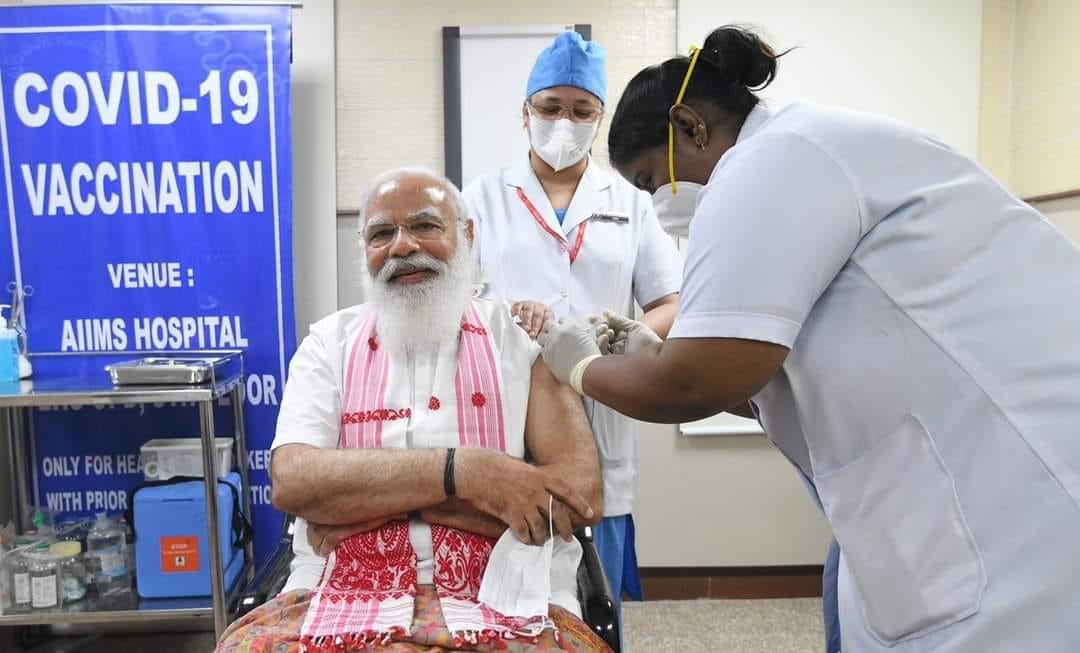PM Narendra Modi takes COVID vaccine