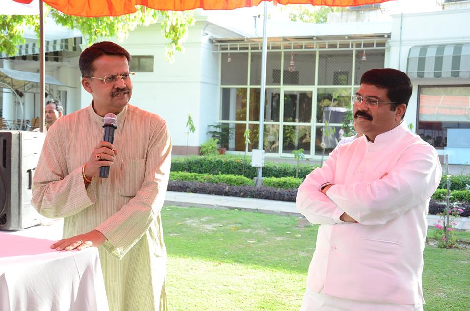 Bhartruhari Mahtab with Dharmendra Pradhan