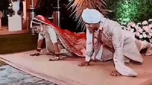 viral video bride and groom perform push ups before tying knot